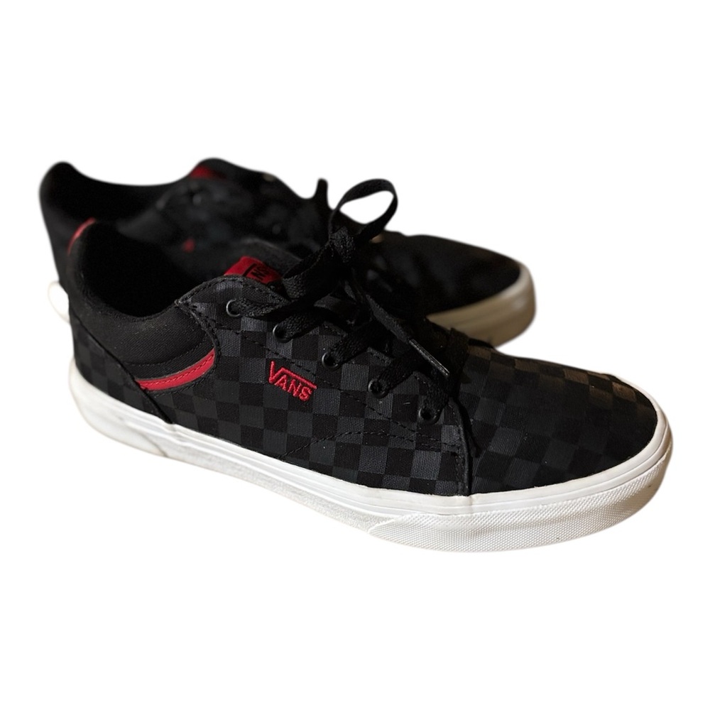 Vans Youth Boys 6Y Black Checkerboard Sneakers Red Stripe
